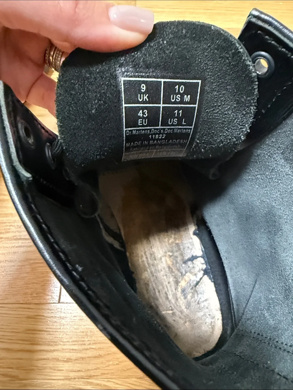 Dr. Martens Black Leather 8-Eye Lace-Up Boots with Yellow Stitching